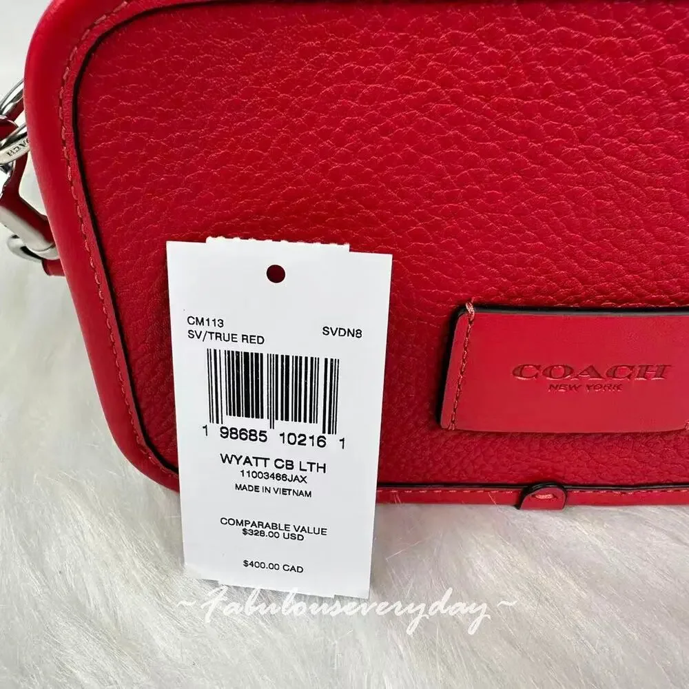 Coach Men Wyatt Crossbody Bag In Leather/Silver/True Red CM113 NWT